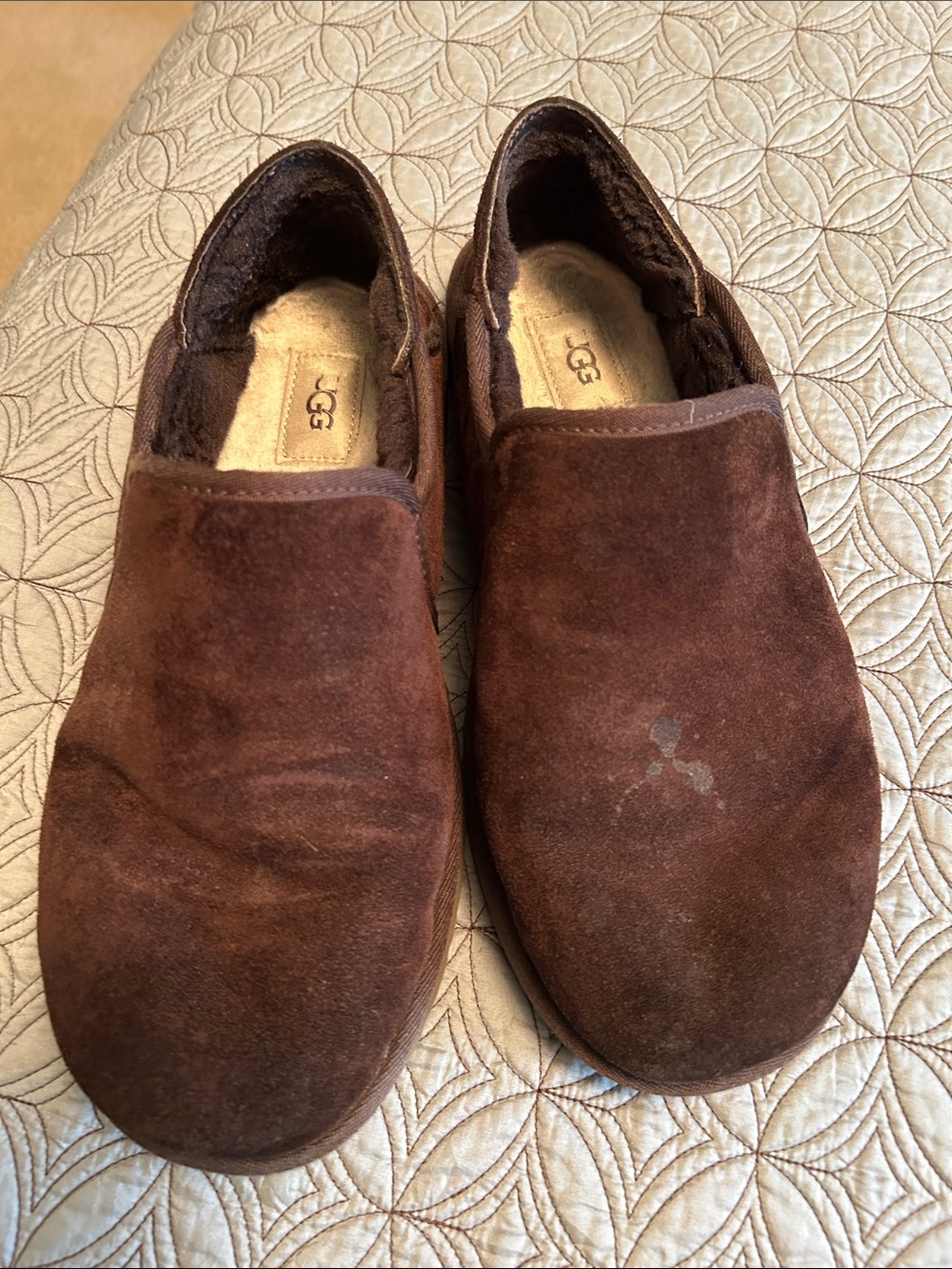 UGG Men's Dark Brown Suede Slip-On Loafers